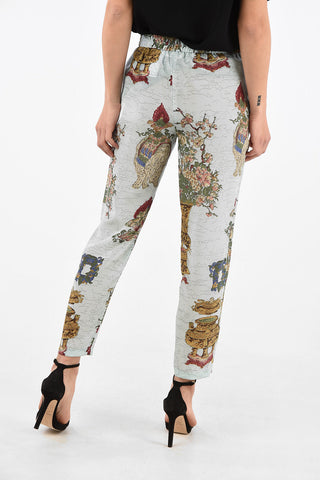 Joggers in Seta Stampata con Coulisse 