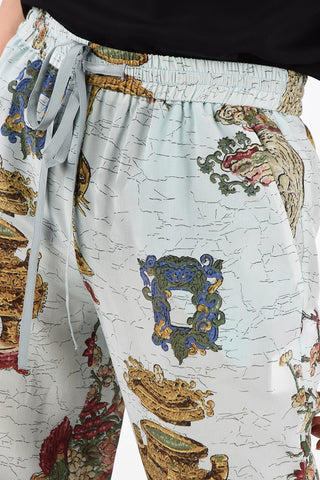 Joggers in Seta Stampata con Coulisse 