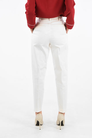 Stretch Cotton Double Pleat Pants with Hidden Closure