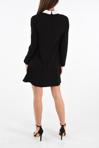 Long Sleeve Mini Dress with Bow Neck