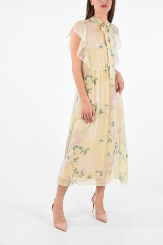 Floral Dress with Draped Sleeves