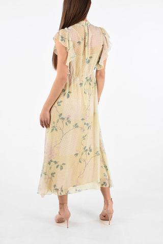 Floral Dress with Draped Sleeves