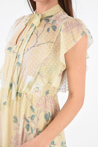 Floral Dress with Draped Sleeves