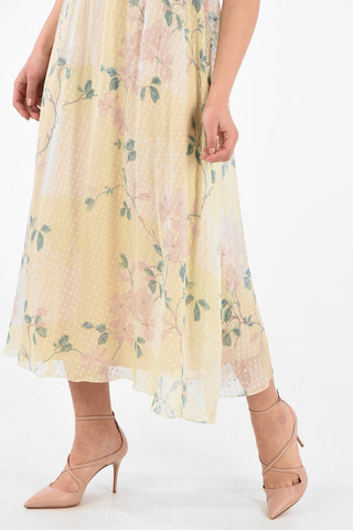Floral Dress with Draped Sleeves