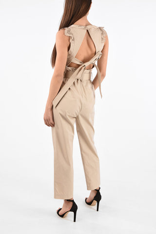 Cotton Double Pleat Jumpsuit with Belt 