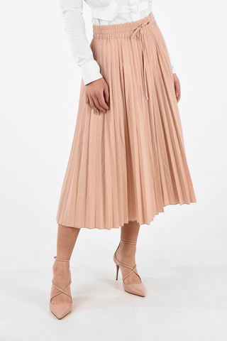 Blend Cotton Accordion Skirt with Waist Drawstring