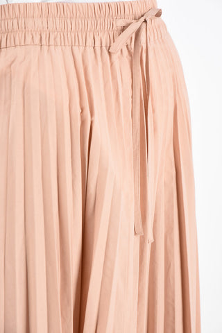 Blend Cotton Accordion Skirt with Waist Drawstring