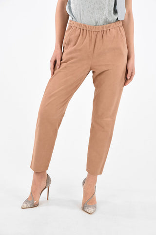 Stretchy Waist Suede Pants