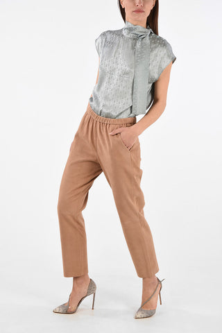 Stretchy Waist Suede Pants
