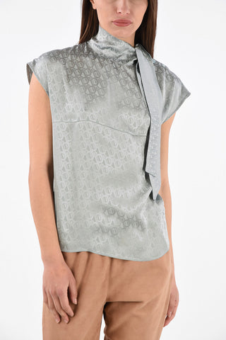 Open Back Tie Neck Blouse