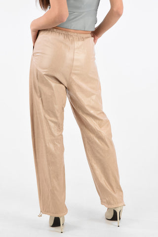 Leather Baggy Pants with Ankle Drawstring