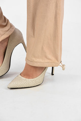 Leather Baggy Pants with Ankle Drawstring