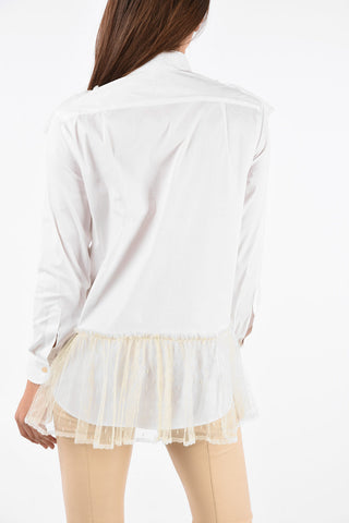 Spread Collar Shirt with Polka Dot Tulle Applications