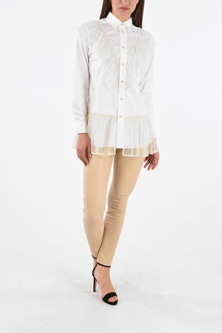 Spread Collar Shirt with Polka Dot Tulle Applications