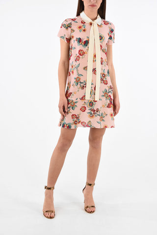Mini Dress in Seta Floreale con Fiocco