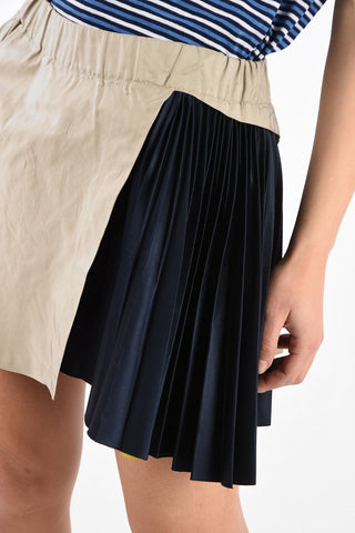 Silk Mini Skirt with Pleated Insert
