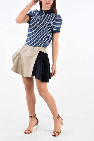 Silk Mini Skirt with Pleated Insert