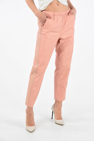 Leather Pants with Contrasting Side Bands
