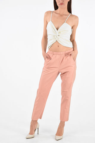 Leather Pants with Contrasting Side Bands