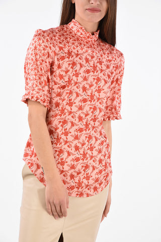Floral Printed Short Sleeve Blouse