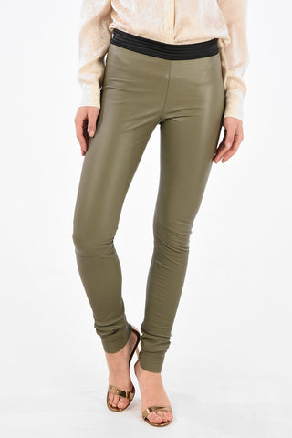 Leather Leggings with Elastic Waist Band