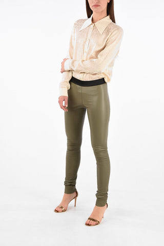 Leather Leggings with Elastic Waist Band