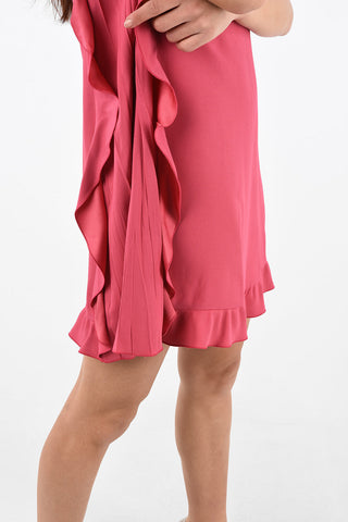 Vestito Drappeggiato a Maniche Corte