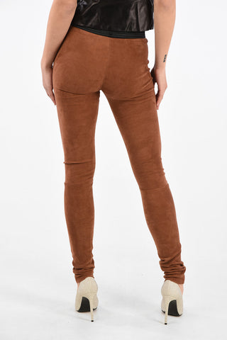 Suede Leggings with Elastic Waist Band