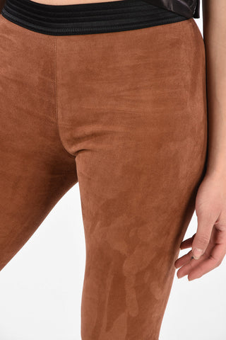 Suede Leggings with Elastic Waist Band