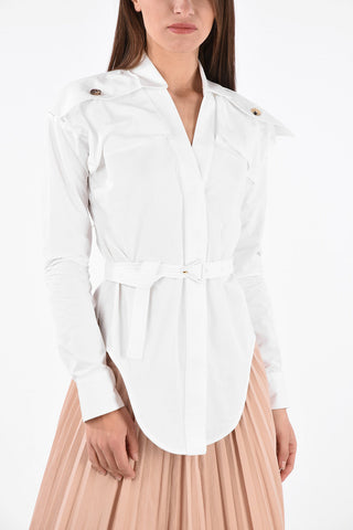 Camicia Asimmetrica con Chiusura a Scomparsa e Cintura 