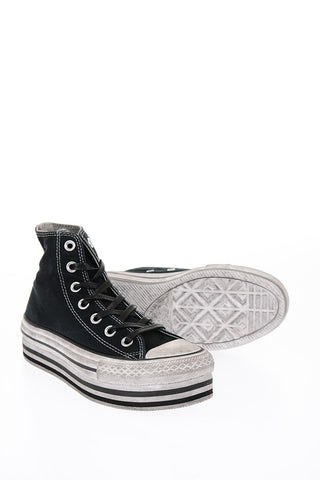 ALL STAR Vintage Effect  Fabric Platform Sneakers