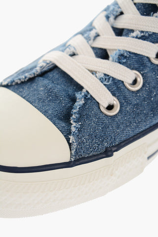 ALL STAR Denim High-Top Sneakers with Flower Embroidery