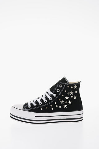 ALL STAR Platform Sneakers Alte con Borchie 5cm