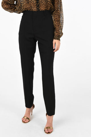 Virgin Wool High Waist Slim Fit Pants