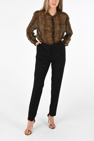 Virgin Wool High Waist Slim Fit Pants