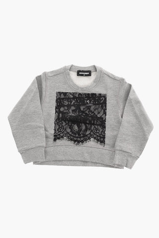 Lace Details Crew-Neck Sweatshirt