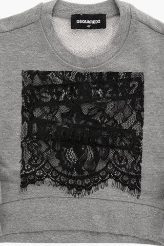 Lace Details Crew-Neck Sweatshirt