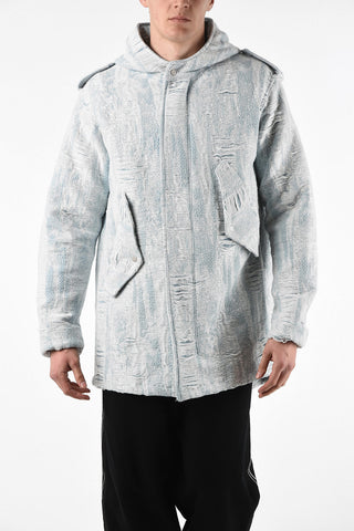 parka con cappuccio e abbottonatura nascosta