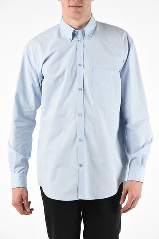 logo print long sleeve button-down collar shirt