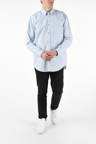 logo print long sleeve button-down collar shirt