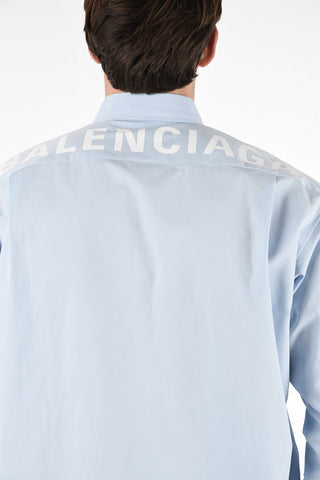 logo print long sleeve button-down collar shirt
