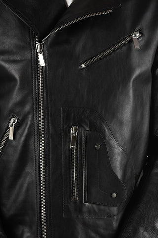 HOMME leather zipped biker jacket