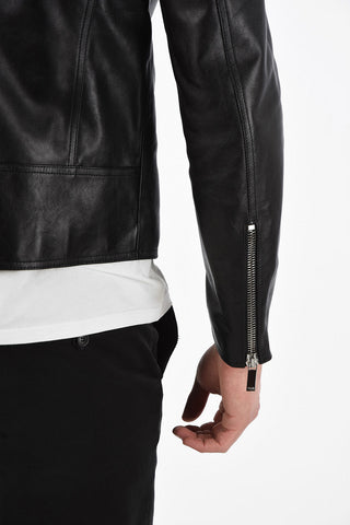 HOMME leather zipped biker jacket