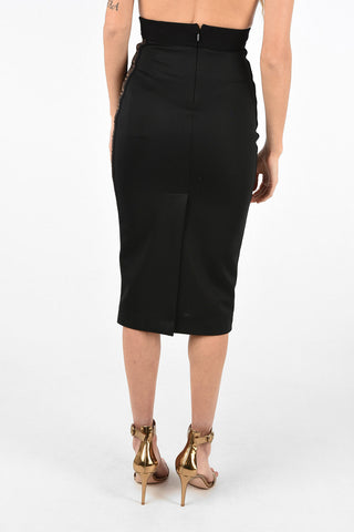 split-back hem below knee Skirt with Logo Side Band
