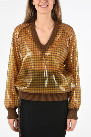 sequined v-neck sweater