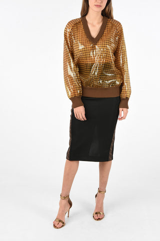 sequined v-neck sweater
