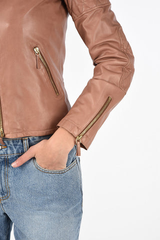 leather full zip outerwear jacket