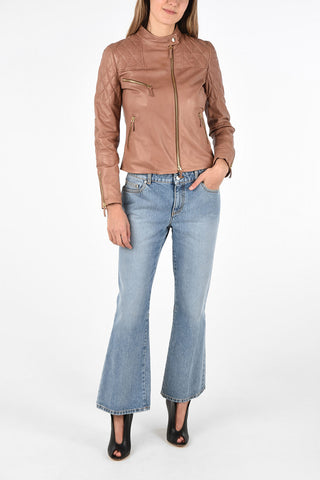 leather full zip outerwear jacket
