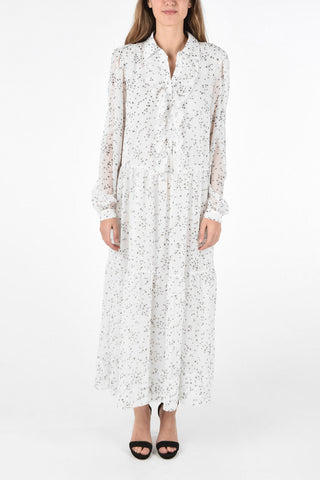 floral-print ruffled maxi shirtdress