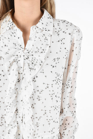 floral-print ruffled maxi shirtdress